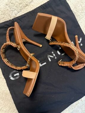 Givenchy Two-Tone Brown Braided Strap Heels